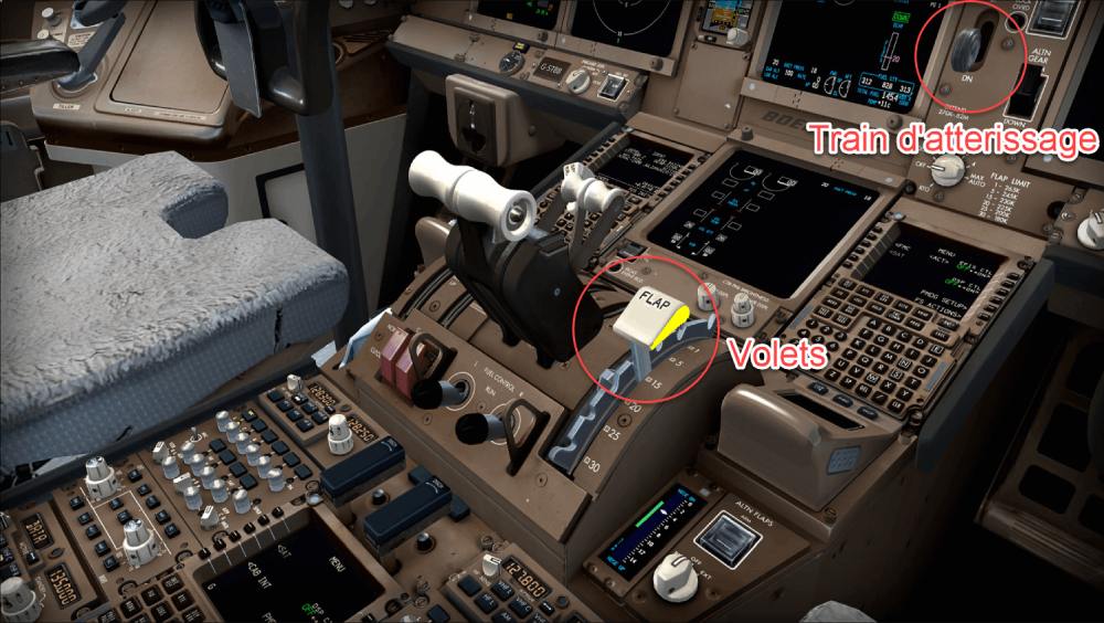 commandes de train et de volets du Boeing 777